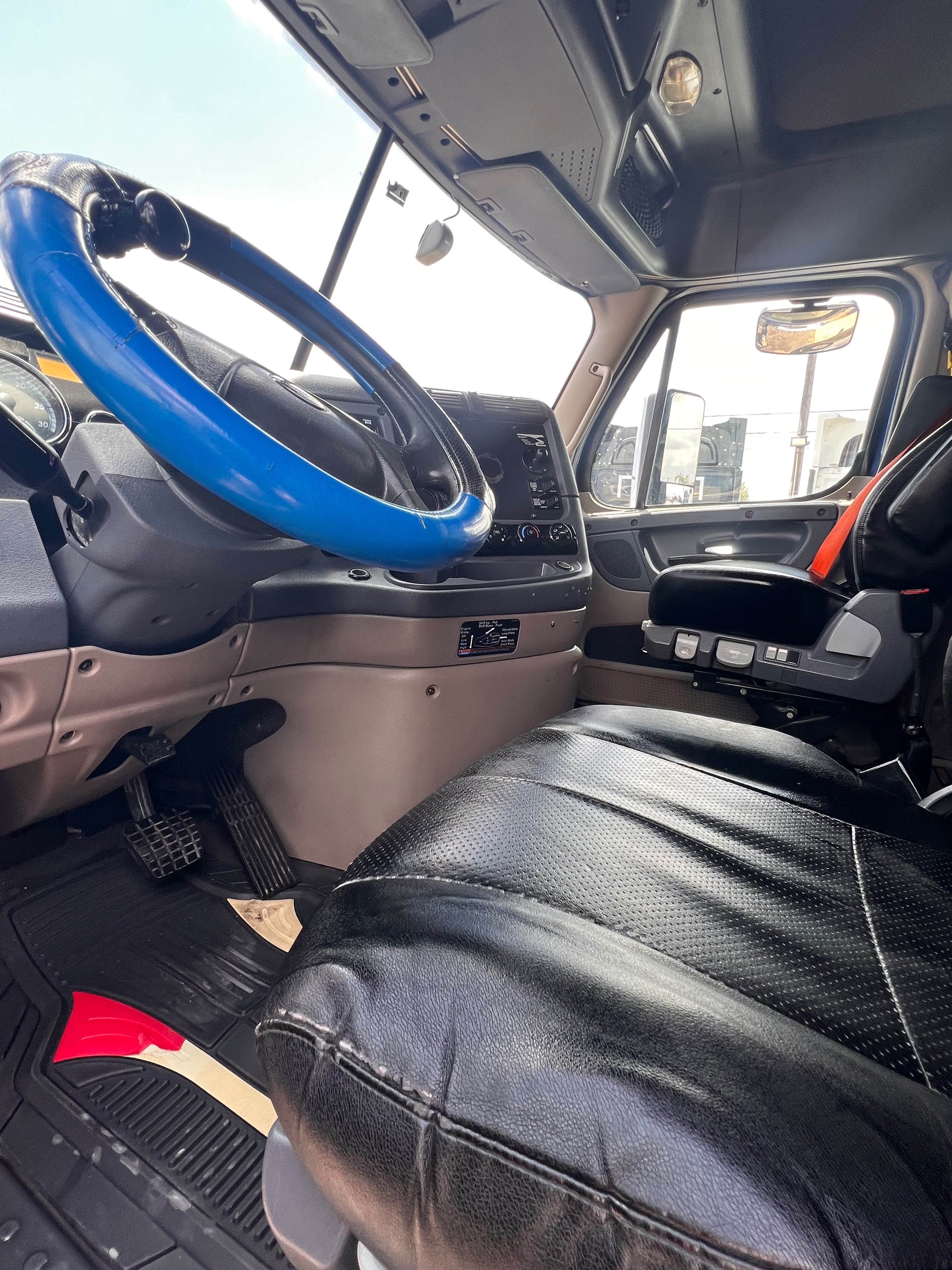 2017 Freightliner Cascadia Sleeper interior dashboard and steering wheel