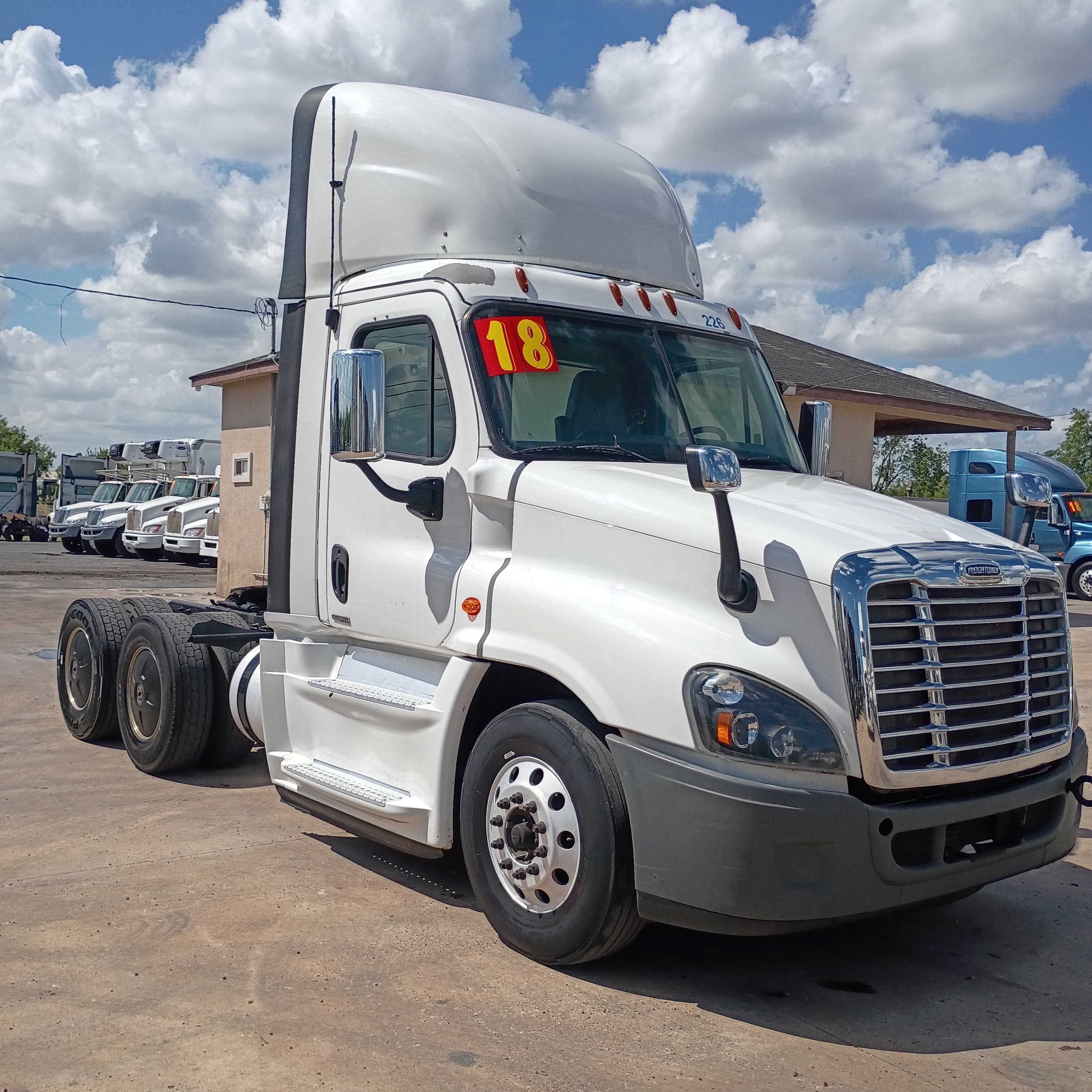 2018 Freightliner Cascadia Evolution Day Cab passenger-side front quarter view